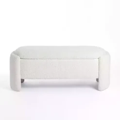 New Kirklands Home Boucle Storage Bench Ivory