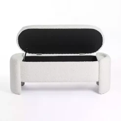 New Kirklands Home Boucle Storage Bench Ivory