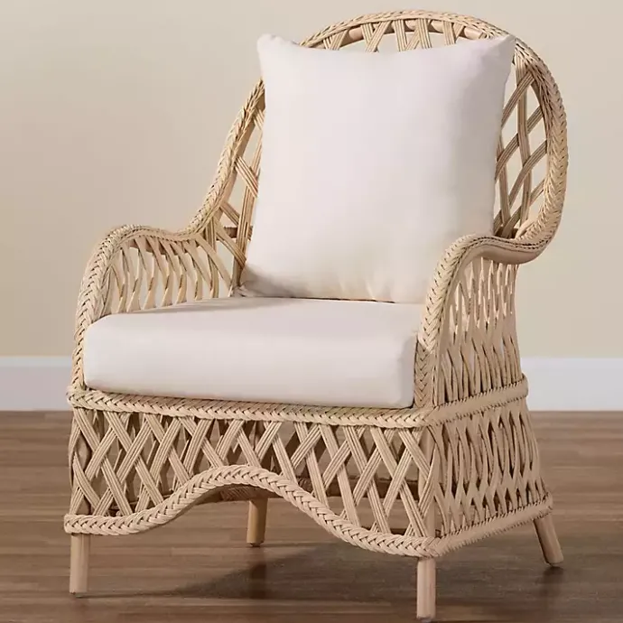 Sale Kirklands Home Braided Rattan Accent Chair Ivory