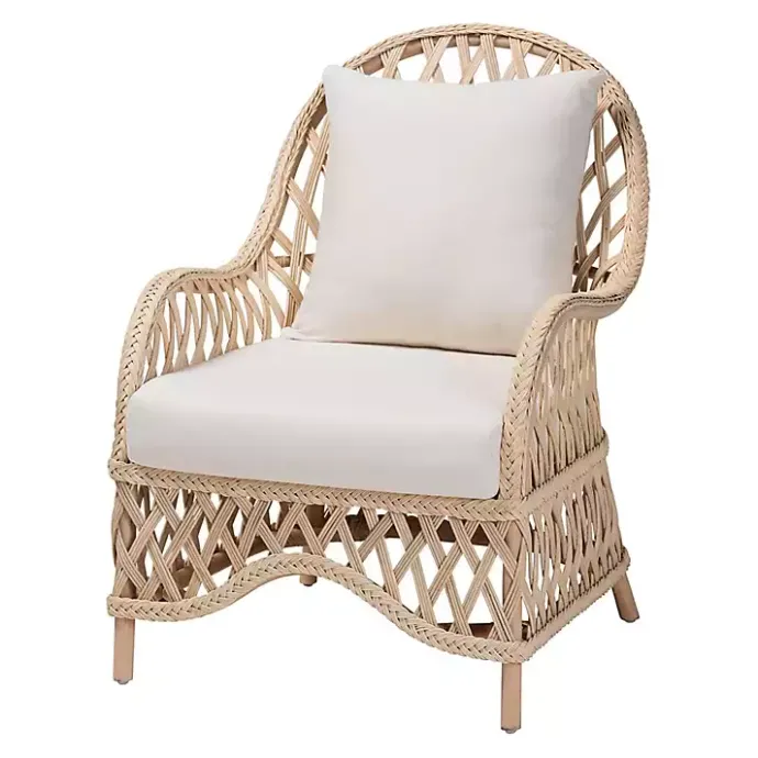 Sale Kirklands Home Braided Rattan Accent Chair Ivory