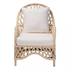 Sale Kirklands Home Braided Rattan Accent Chair Ivory