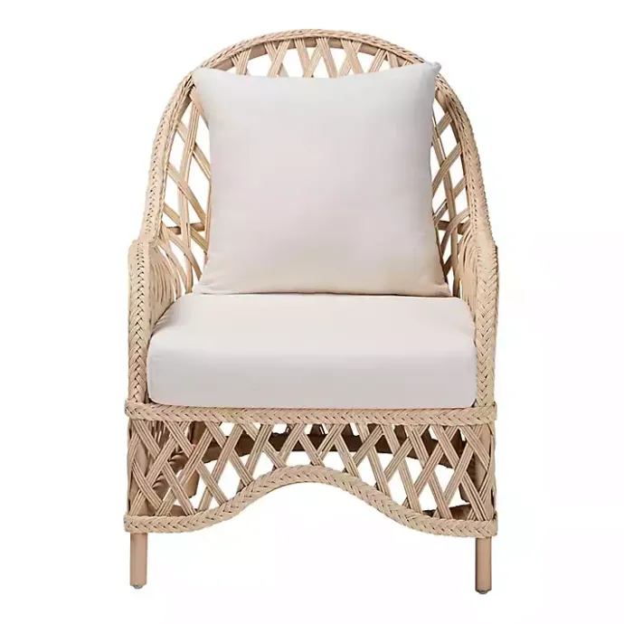 Sale Kirklands Home Braided Rattan Accent Chair Ivory