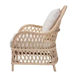Sale Kirklands Home Braided Rattan Accent Chair Ivory