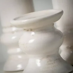 Kirklands Home Ceramic Column Pillar Holders, Set of 3 Ivory