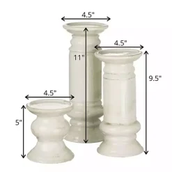 Kirklands Home Ceramic Column Pillar Holders, Set of 3 Ivory