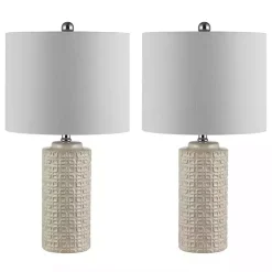 Sale Kirklands Home Ceramic Motif Table Lamps, Set of 2 Ivory