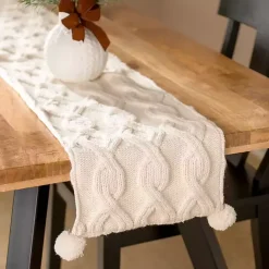 Sale Kirklands Home Chunky Knit Table Runner, 90 in. Ivory