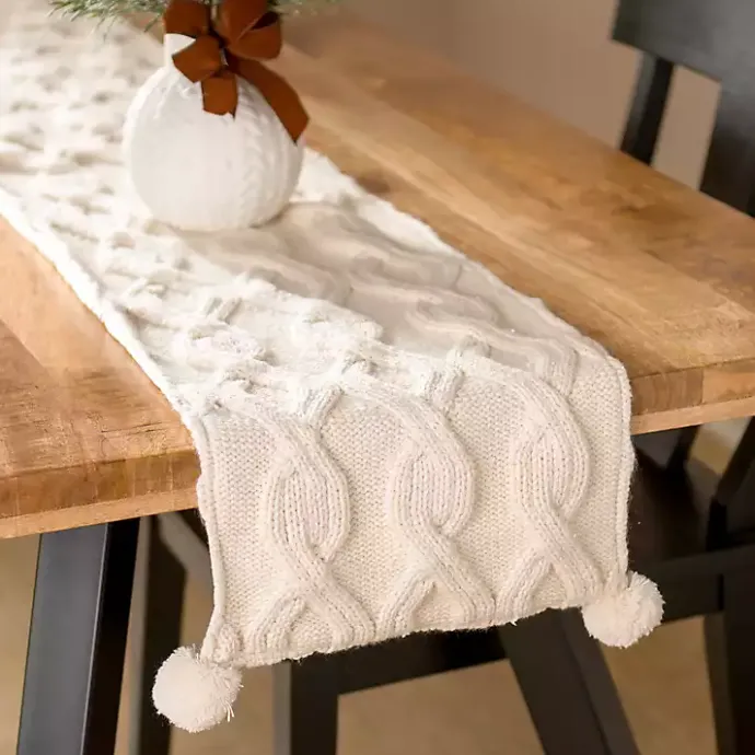 Sale Kirklands Home Chunky Knit Table Runner, 108 in. Ivory