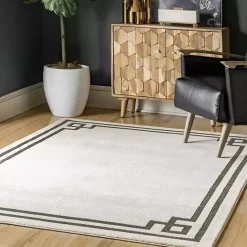 Best Kirklands Home Ivory Classic Border Area Rug, 8x10