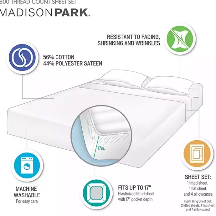 Kirklands Home Cotton Blend Sateen 6-pc. King Sheet Set Ivory