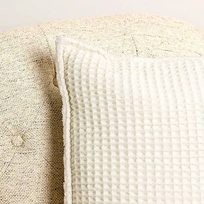 Outlet Kirklands Home Cozy Waffle Pillow Ivory