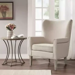 Best Kirklands Home Curved Wingback Accent Chair Ivory