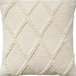 Sale Kirklands Home Ivory Diamond Lattice Throw Pillow White
