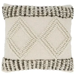 Sale Kirklands Home Ivory Diamond Woven Textured Polyester Pillow