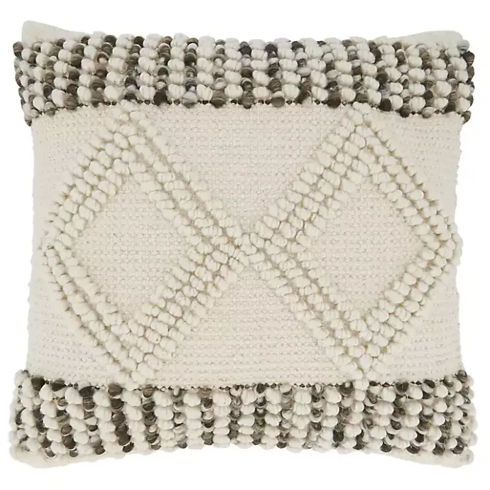 Sale Kirklands Home Ivory Diamond Woven Textured Polyester Pillow