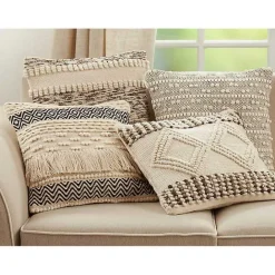 Sale Kirklands Home Ivory Diamond Woven Textured Polyester Pillow