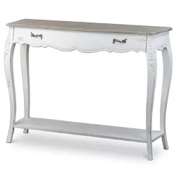 Clearance Kirklands Home Distressed Streaked Console Table Ivory