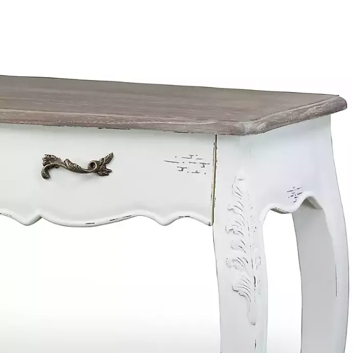 Clearance Kirklands Home Distressed Streaked Console Table Ivory