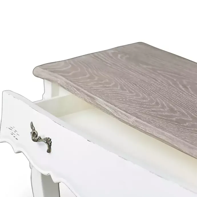 Clearance Kirklands Home Distressed Streaked Console Table Ivory