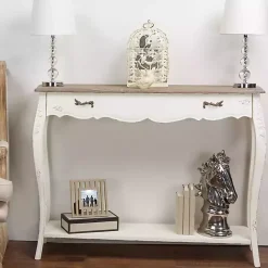 Clearance Kirklands Home Distressed Streaked Console Table Ivory