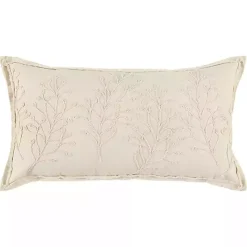 Outlet Kirklands Home Embroidered Botanical Pillow Ivory
