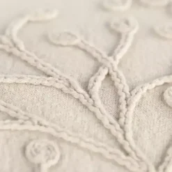 Outlet Kirklands Home Embroidered Botanical Pillow Ivory