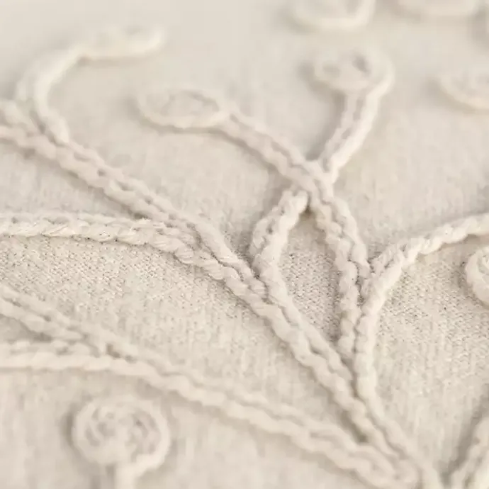 Outlet Kirklands Home Embroidered Botanical Pillow Ivory