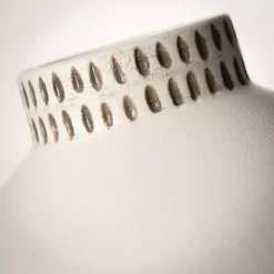 Kirklands Home Etched Ceramic Urn Vase Ivory