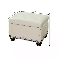 Online Kirklands Home Faux Leather Jessy Storage Ottoman Ivory