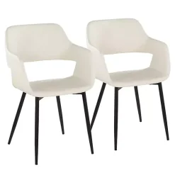 Discount Kirklands Home Faux Leather Marge Dining Chairs, Set of 2 Ivory
