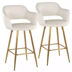 Best Kirklands Home Faux Leather Marge Counter Stools, Set of 2 Ivory