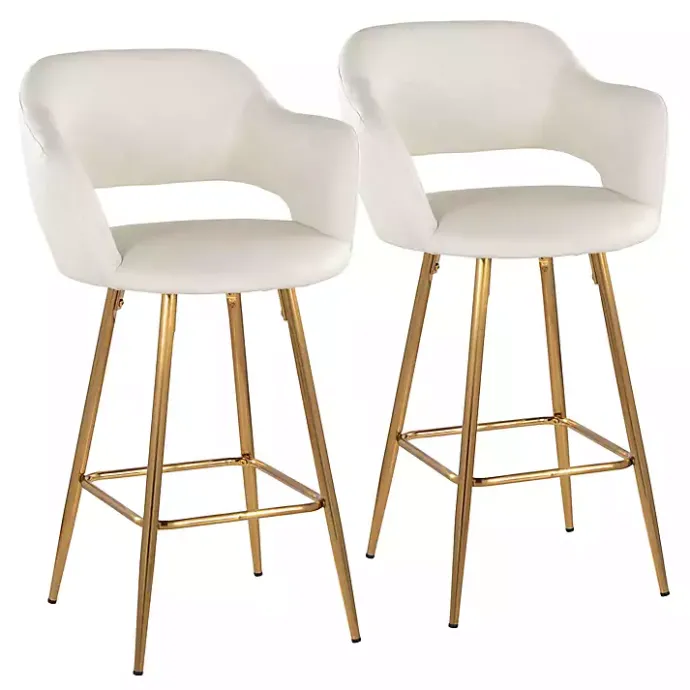 Best Kirklands Home Faux Leather Marge Counter Stools, Set of 2 Ivory