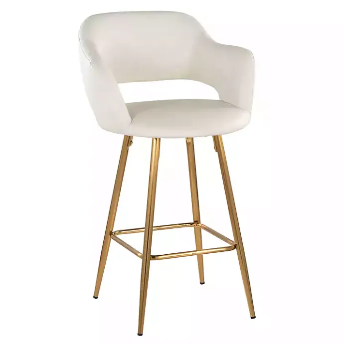 Best Kirklands Home Faux Leather Marge Counter Stools, Set of 2 Ivory