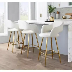 Best Kirklands Home Faux Leather Marge Counter Stools, Set of 2 Ivory