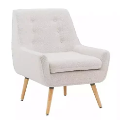 Outlet Kirklands Home Ivory Faux Sherpa Tufted Accent Chair White