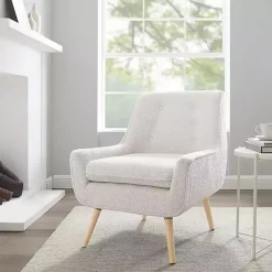 Outlet Kirklands Home Ivory Faux Sherpa Tufted Accent Chair White