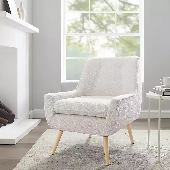 Outlet Kirklands Home Ivory Faux Sherpa Tufted Accent Chair White