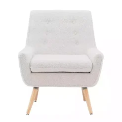 Outlet Kirklands Home Ivory Faux Sherpa Tufted Accent Chair White