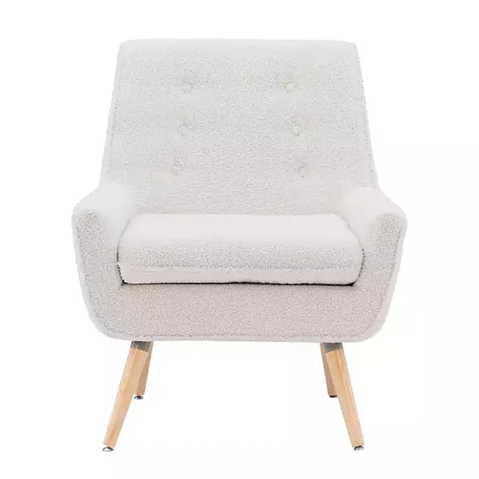 Outlet Kirklands Home Ivory Faux Sherpa Tufted Accent Chair White