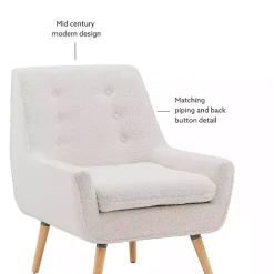 Outlet Kirklands Home Ivory Faux Sherpa Tufted Accent Chair White