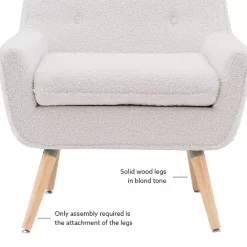 Outlet Kirklands Home Ivory Faux Sherpa Tufted Accent Chair White