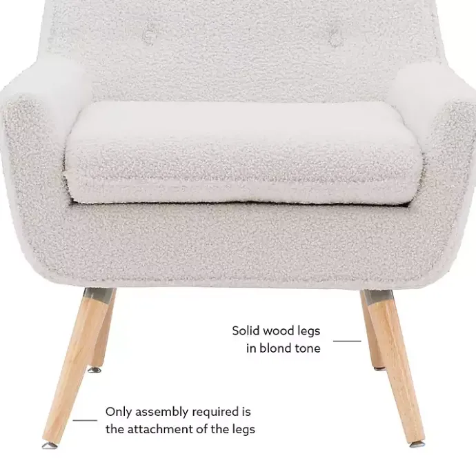 Outlet Kirklands Home Ivory Faux Sherpa Tufted Accent Chair White