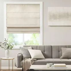 Best Kirklands Home Faux Silk Room Darkening Roman Shade, 27 in. Ivory