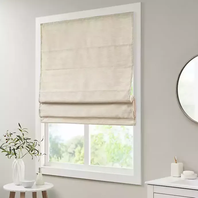 Best Kirklands Home Faux Silk Room Darkening Roman Shade, 27 in. Ivory