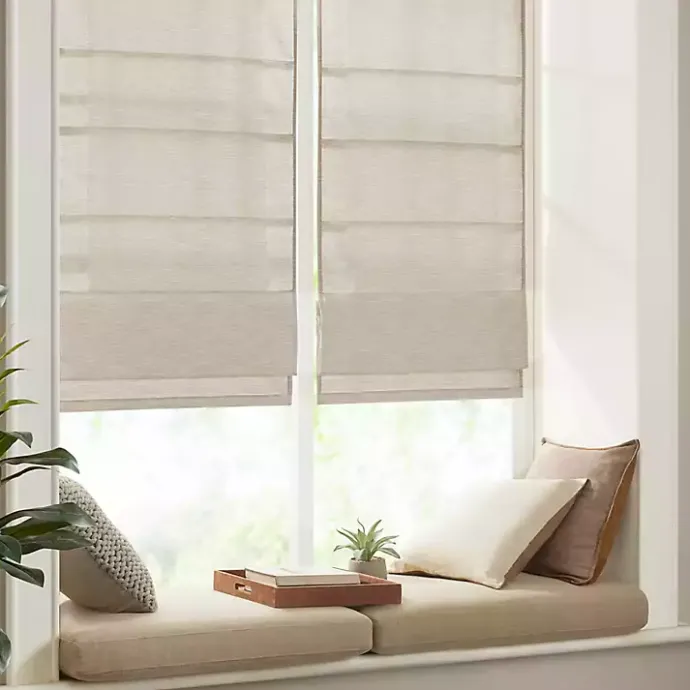 Best Kirklands Home Faux Silk Room Darkening Roman Shade, 27 in. Ivory