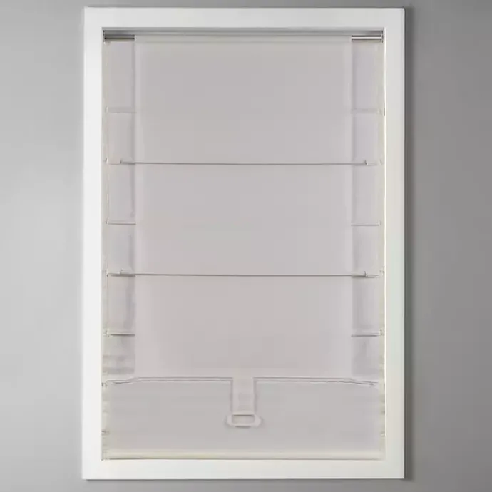 Best Kirklands Home Faux Silk Room Darkening Roman Shade, 27 in. Ivory