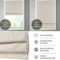 Best Kirklands Home Faux Silk Room Darkening Roman Shade, 27 in. Ivory