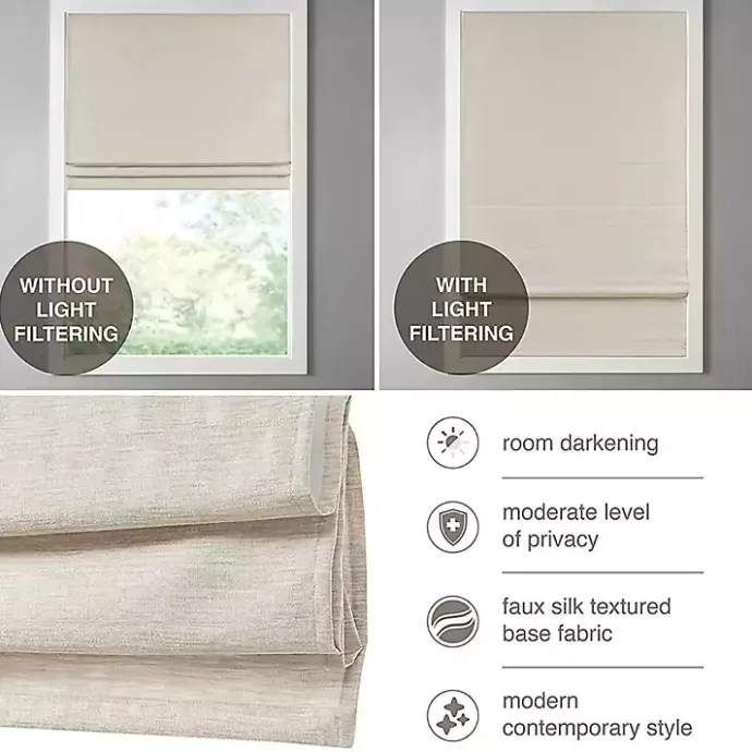 Best Kirklands Home Faux Silk Room Darkening Roman Shade, 27 in. Ivory