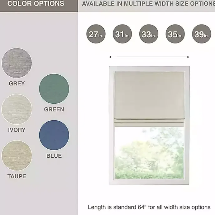 Best Kirklands Home Faux Silk Room Darkening Roman Shade, 27 in. Ivory