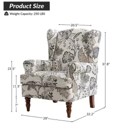 Discount Kirklands Home Ivory Floral Brocade Wingback Ella Armchair